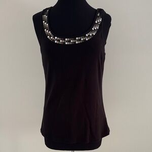 Greensource Chic Black Embellished Organic Cotton Tank Top GUC Size XL